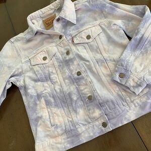 Levi's Ex-Boyfriend Trucker‎ Jacket Denim Tie Dye Purple Pink Women's Size Small